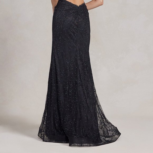 NEW LONG OFF THE SHOULDER SLEEVELESS EMBROIDERED DRESS WITH ZIPPER BACK NX B1145 - Picture 9 of 9